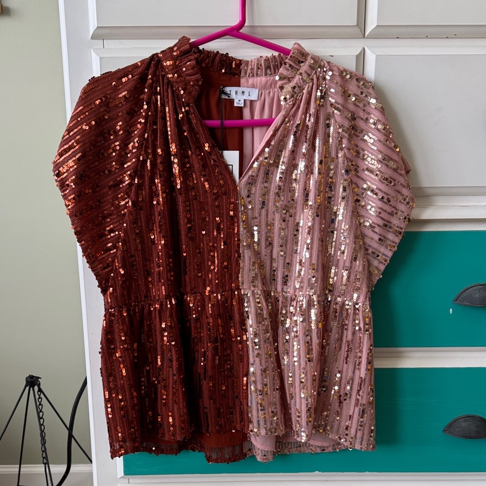 THML Sequin Peplum Top